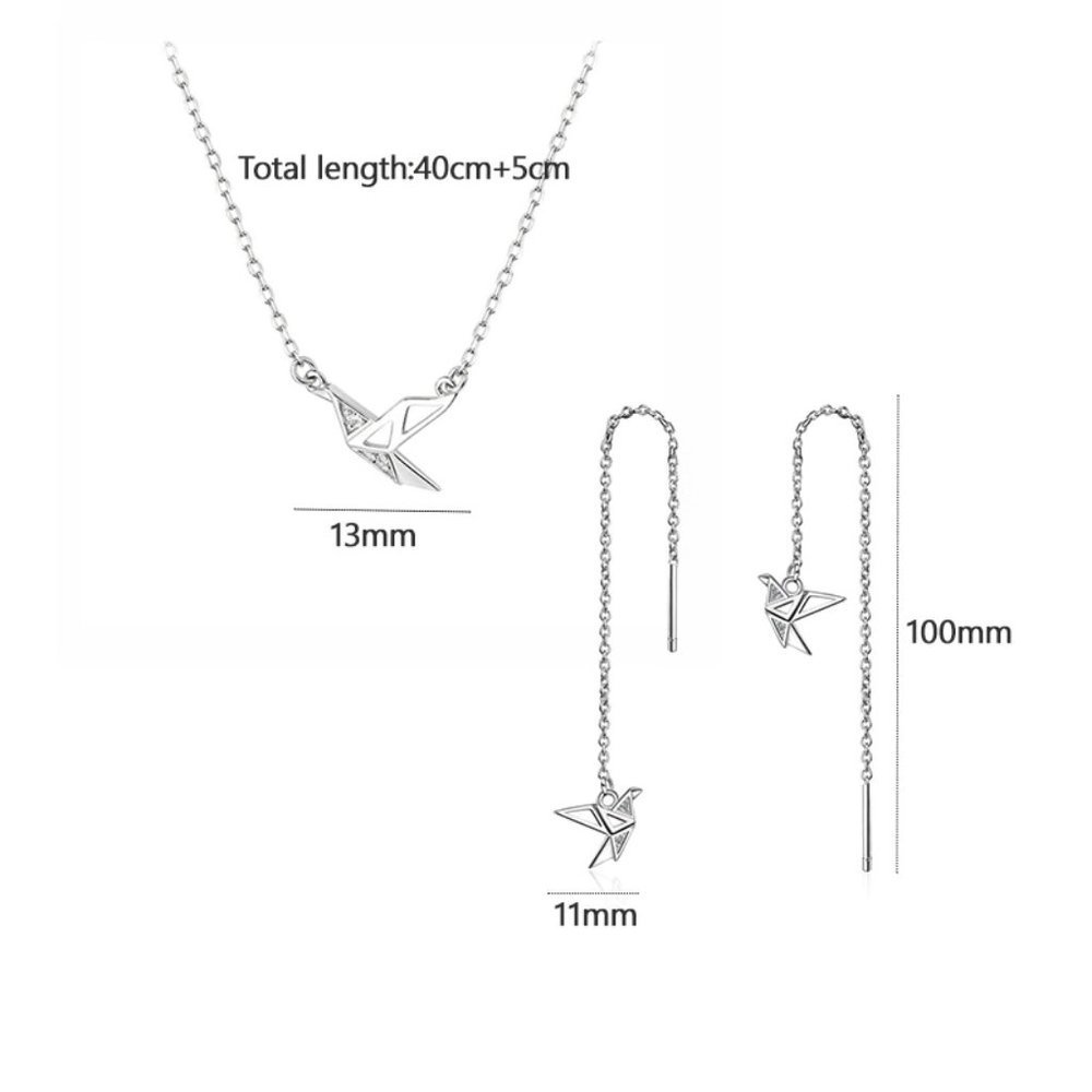 [Set of 2] 925 Sterling Silver Diamond Paper Crane - Picture 8 of 8